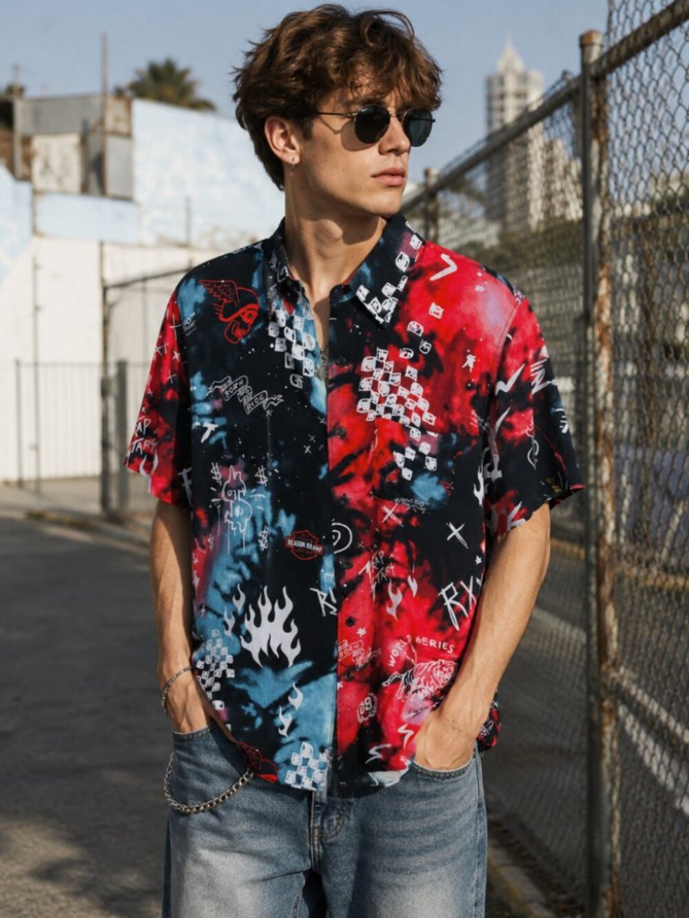 NWT Reason Ride or Die Skater Shirt Retro 90s Graphic Button Down Men’s S